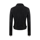 PU Women's Short Leather Oblique Pull Slim Motorcycle Clothing Washed Leather Jacket