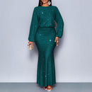 Hot Beads Long-sleeved Fishtail Dress Women