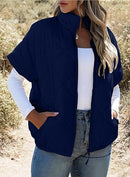 Casual Pocket Zipper Diamond Lattice Warm Jacket