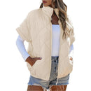 Casual Pocket Zipper Diamond Lattice Warm Jacket