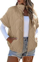 Casual Pocket Zipper Diamond Lattice Warm Jacket