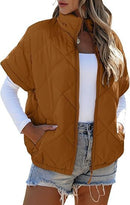 Casual Pocket Zipper Diamond Lattice Warm Jacket