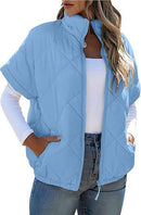 Casual Pocket Zipper Diamond Lattice Warm Jacket
