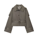 Women's Stand Collar Lapel Trench Coat Long Sleeve Coat