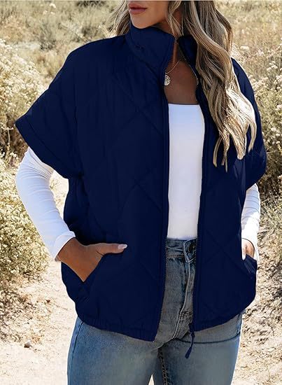Casual Pocket Zipper Diamond Lattice Warm Jacket