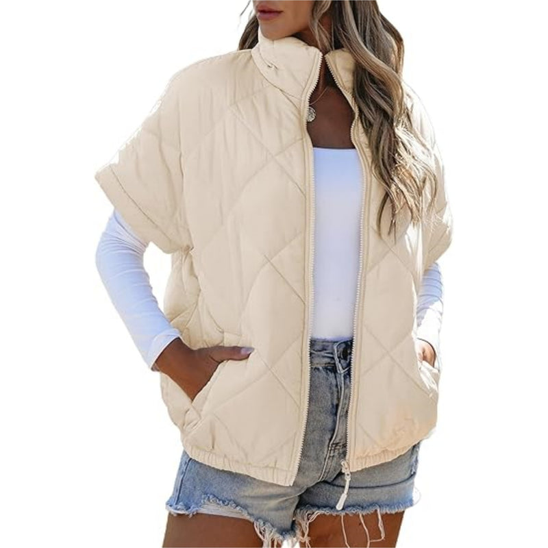 Casual Pocket Zipper Diamond Lattice Warm Jacket