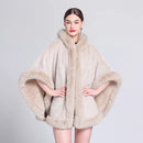 Shawl Outer Match Cloak Fleece-lined Thickened Imitation Fur Collar Cape And Shawl Coat