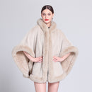 Shawl Outer Match Cloak Fleece-lined Thickened Imitation Fur Collar Cape And Shawl Coat