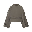 Women's Stand Collar Lapel Trench Coat Long Sleeve Coat